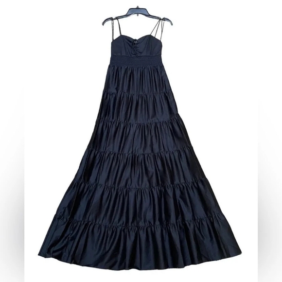 Alice + Olivia JORI Spaghetti Strap Tiered Maxi Classic Black Dress - Picture 5 of 8